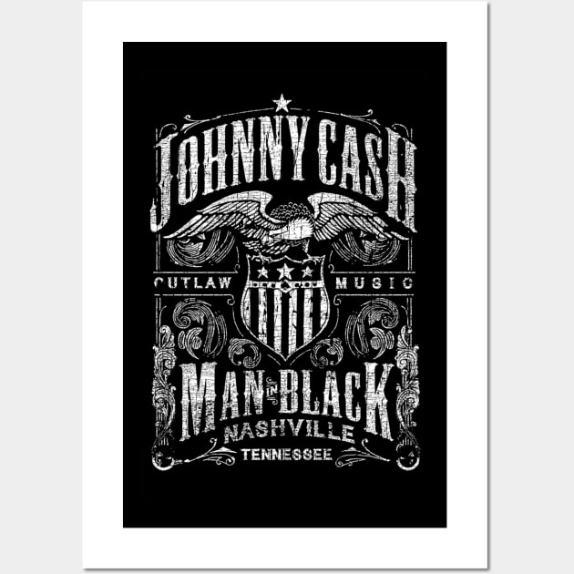 Johnny Cash outlaw music man in black nashville tennessee Wall Art by mascotmancharacter